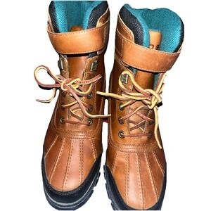 Polo Sport Ralph Lauren Duck Boots Men 12D Brown Leather Hiking Shoes Lug Sole